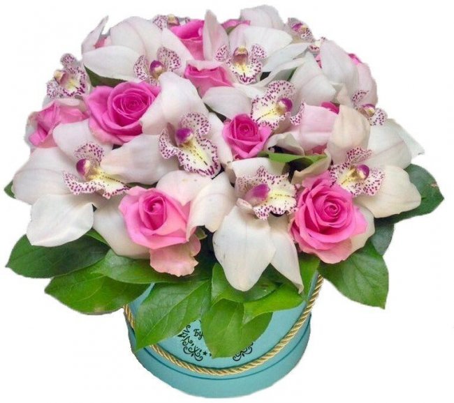 Букет цветов "Шляпная коробка Весенняя песня"